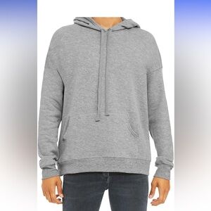 NWOT Grey Fleece Long Sleeve Hooded Pullover in Cotton Blend, Size XL